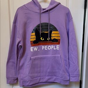 Purple Cat Hoodie - "Ew, People" Design